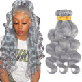 Gray Body Wave Hair Extensions - Brazilian Virgin 18-22 Inch Bundles