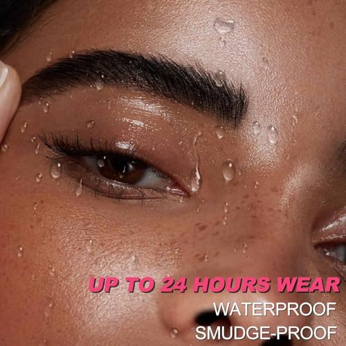 Mascara Black Volume and Length & Microblading Eyebrow Pen, 4D Silk Fiber Mascara Natural and False Effect, Waterproof Eyebrow Pencil Brown Hair Like Natural Liquid Eyebrow Pen Medium Brown