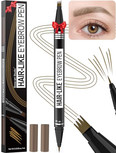 Microblading Eyebrow Pen - 2-in-1 Dual-Tip Waterproof Brow Pencil, Light Brown