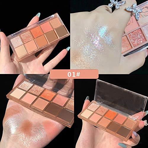 10 Color Eyeshadow Palette - Matte & Shimmer Nude Eye Makeup