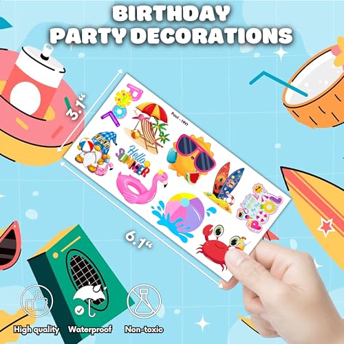 Summer Pool Beach Temporary Tattoos 100PCS Kids Party Favors
