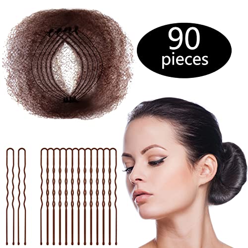 Zonon 50Pcs Ballet Bun Hair Nets with 40Pcs U Pins Set