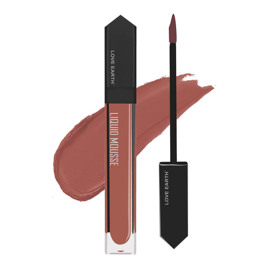 Love Earth Liquid Mousse Lipstick - Matte Finish | Lightweight, Non-Sticky, Non-Drying,Transferproof, Waterproof | Lasts Up To 12 Hours With Vitamin E And Jojoba Oil - (6 ml (Pack Of 1) Appletini)