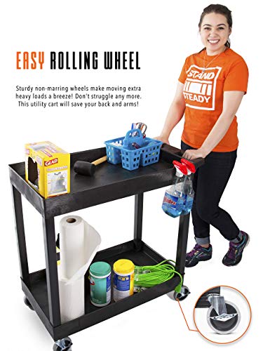 Stand Steady Tubstr 2-Shelf Utility Cart 400 lbs Black