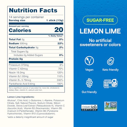 Liquid I.V. Sugar Free Lemon Lime Hydration Electrolytes 14 Count - Electrolyte Drink Mix for Rehydration