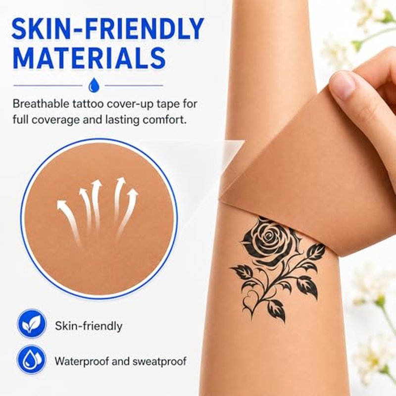 Tattoo Cover Up Tape - 2 Rolls Waterproof Dark Skin Tone 4"x16.4"