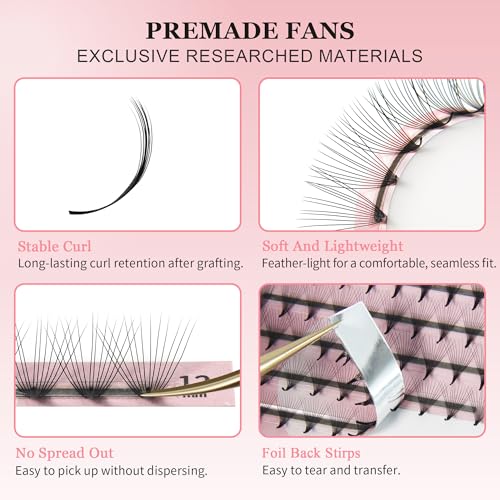 12D Volume Lash Extensions 0.05mm D Curl 8-15mm Mix