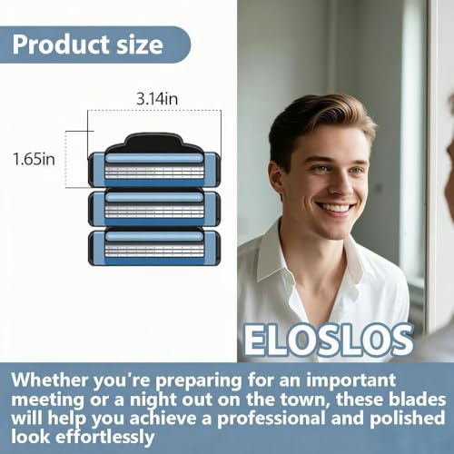 36 Replacement Blades for GL-Mach 3 Style Razors – Blue, Wet Shaving Refills