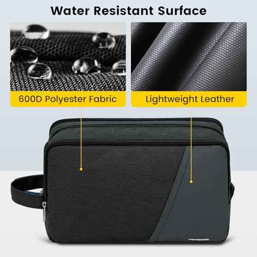 Vorspack Large Travel Toiletry Bag - Water Resistant Toiletry Bag for Men for Bathroom Toiletries Accessories Gifts - Black