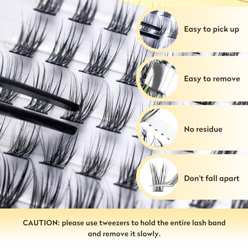 Lash Clusters 168Pcs Cluster Lashes D Curl Lash Clusters Mix 8-16mm Individual Eyelashes Clusters Wispy DIY Eyelash Extension Thin Band Soft to Use at Home (0.07D-D-Mix8-16)