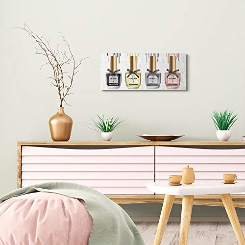 Stupell Industries Makeup Collection Nail Polish Yellow Pink Grey Fashion Design Canvas Wall Art, Multi-Color