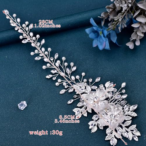 Silver Bridal Hair Comb Headpiece - Wedding Headwear