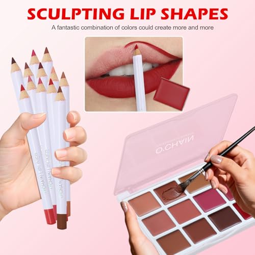 O'CHAIN 12 Colors Matte Lipstick Palette with Lip Liners Set