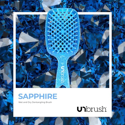 FHI Heat UNbrush Detangling Brush for Pain-Free Brushing on All Wet or Dry Hair Types — Durable DuoFlex Anti-Static Bristles, Lightweight Handle, Vented Hair Brush, Sapphire Blue