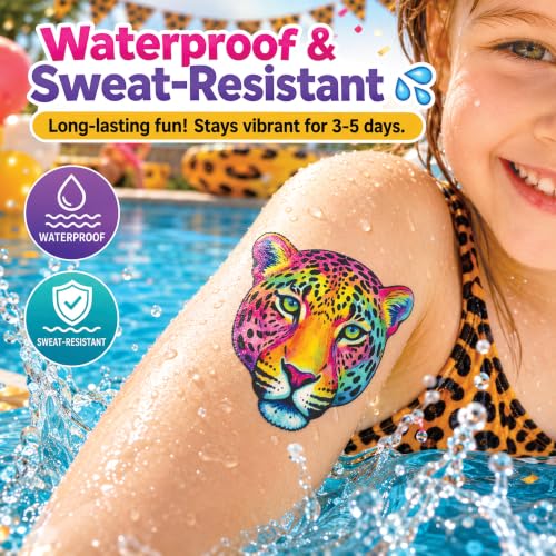 96 PC Cheetah Print Temporary Tattoos for Kids