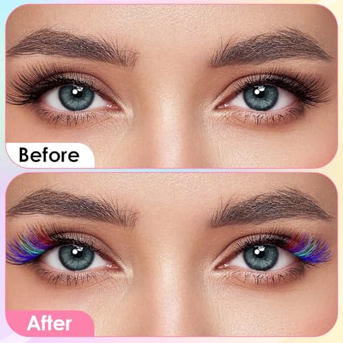 240 Pcs Colored Lash Clusters - 8 Colors, 14mm/16mm D Curl