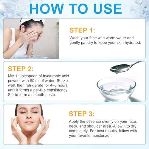 Pure Hyaluronic Acid Serum Powder for Skin & Face, 120G High Molecular Weight Anti Aging Hyaluronic Acid serum, Water Soluble, Fine Powder, Gluten Free, Non-GMO- Includes Scoop