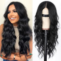 Black Long Wavy Wig with Lace Hairline - 26 Inch
