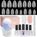 ALDISA 240pcs Almond Nail Kit with UV Lamp - DIY Salon Gel Tips & Polish Set