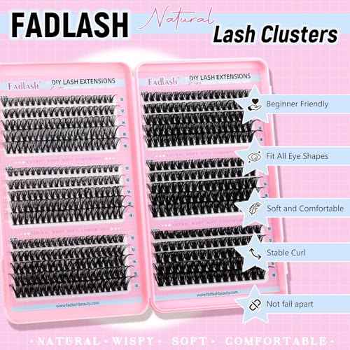 Eyelash Clusters 30D+40D+50D+60D+80D+100D Individual Lashes Extensions D Curl Wispy Lash Clusters 10-18mm Natural Fluffy Cluster Eyelash DIY Eyelash Extensions for Beginners