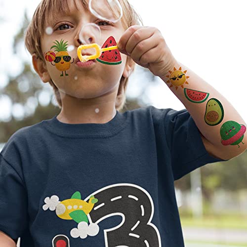 Glitter Fruit Temporary Tattoos for Kids - 100+ Cartoon Fruit Summer Tattoos for Girls Boys Birthday Party Supplies Favors