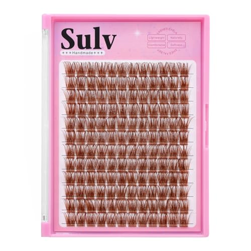 Light Brown False Eyelash Clusters 144Pcs D Curl 8-20mm