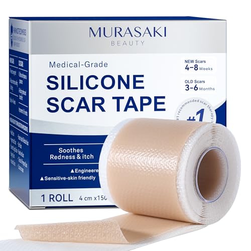 Silicone Scar Sheets for Surgical Scars, 1.6¡È x 60¡È Roll, Medical Grade Silicone Scar Tape for C-Section, Keloid & Hypertrophic Scars, Reusable Scar Strip, 1 Pack