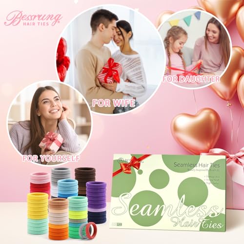 Bessrung 100PCS No-Crease Elastic Hair Ties - Durable Cotton Bands