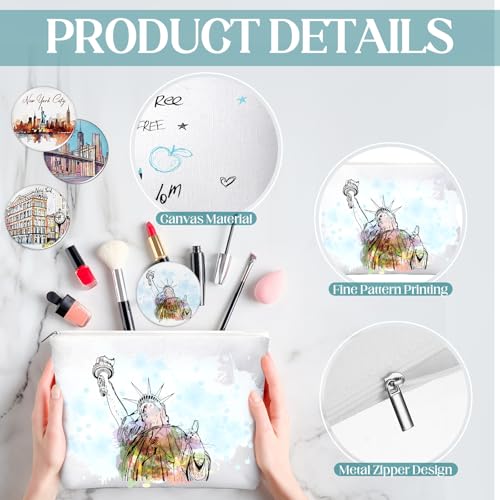 18 Set New York Souvenirs Gifts Bulk City Cosmetic Bag Nyc Makeup Mirrors Souvenirs from USA Women New York Makeup Bag Birthday Party Favors Trip Journey Gifts for Friend Sisters