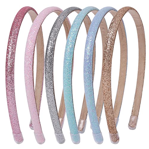 Fishdown Thin Glitter Headbands for Girls,Glitter Sequin Headbands for Girls,Sparkle Headbands for Toddler Girls,Skinny Sparkle Hairbands for Women Non-slip Headband Upgraded