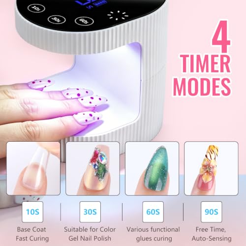 MEKK 24W Cordless UV LED Nail Lamp - White, Fast Curing Gel Nails