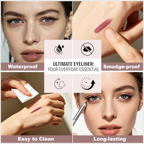 Plum Brown Gel Eyeliner Pencil for Mature Eyes, Waterproof & Smudge-Proof