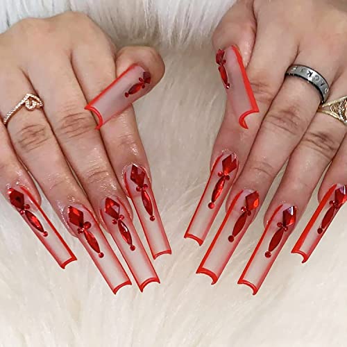 Noverlife 600PCS 3XL Extra Long C Curve Coffin False Nail Tips, Clear 10 Sizes, XXXL Super Long Ballerina Half Cover Fake Nails, Coffin Shape Artifical Fingernails for DIY Salon Nail Art Practice