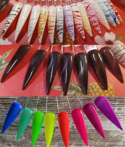 LoveOurHome 150pc Clear Nail Swatch Sticks Long Stiletto Cofffin Almond Nails Polish Swatches Sample Nail Tester Stick Nail Techs Display Cards Practice Tips Tools with Ring