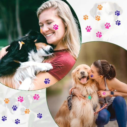 Dog Paw Temporary Tattoos, 240pcs Glitter Stickers, 3 Colors