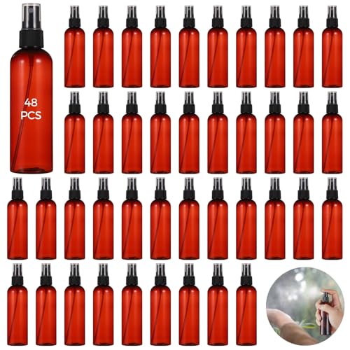 OMISTAR 48 PCS Abmer Plastic Spray Bottles, 4 oz Portable Travel Bottle, 120 ml Fine Mist Sprayers, Refillable Empty Plastic Containers for Perfumes Cosmetics Cleaning Solutions