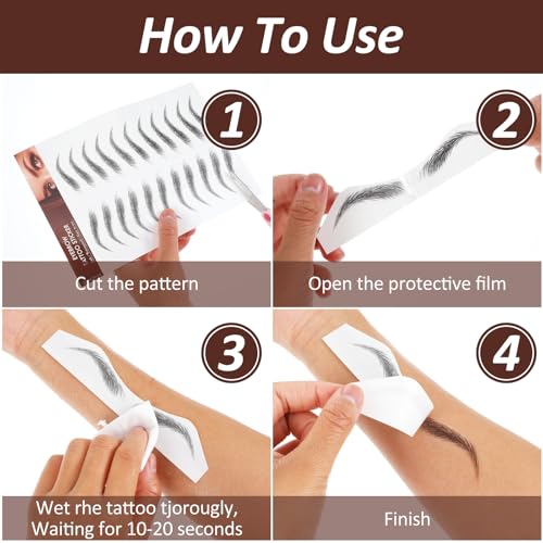 4D Waterproof Eyebrow Tattoo Stickers - 15 Sheets, 7-Day Wear