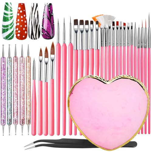 Fandamei 33-Piece Nail Art Tool Set - Brushes & Dotting Tools