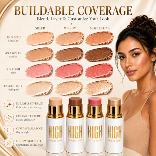 Golden Cream Contour Stick Set – 4-Piece Face Sculpting Kit