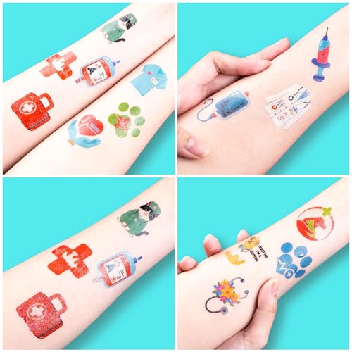 96 PCS Pre-Cut Vet Med Temporary Tattoos for Kids