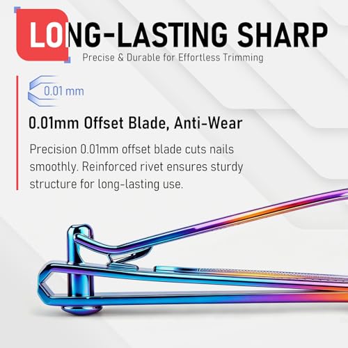 FiriKer Rainbow Nail Clippers Set with Nail File - Fingernail & Toenail Trimmers