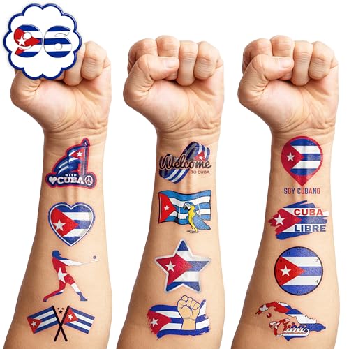 96 Cuban Flag Temporary Tattoos - Party Favors & Decor