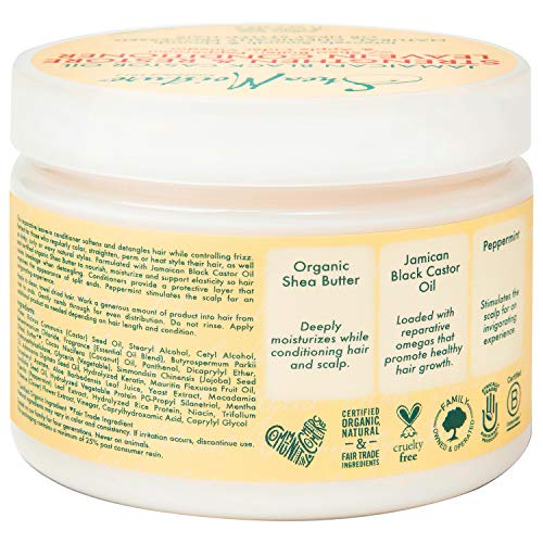 SheaMoisture Leave-In Conditioner with Pure Jamaican Black Castor Oil for Damaged, Over-Processed Hair - Softens and Detangles, 11.5 oz