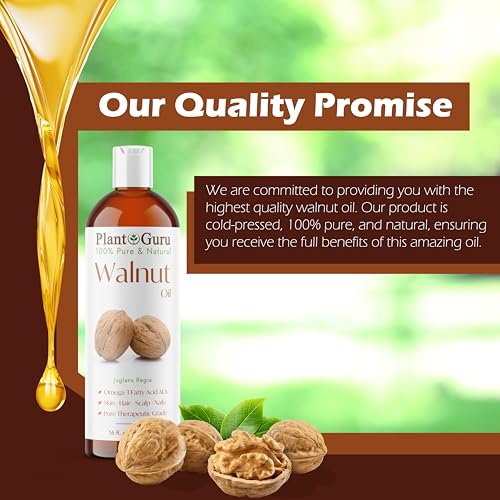 Walnut Oil 8 fl. oz. - Cold Pressed 100% Pure Natural - Skin, Body, Face, and Hair Growth Moisturizer. Great For Creams, Lotions, Lip balm and Soap Making.