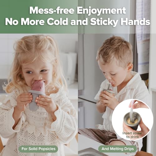 Haakaa Freeze-N-Sip Ice Cream Popsicle Mold Set - Slate Berry, Reusable Silicone, Easy Release, BPA-Free Kids Treat Maker