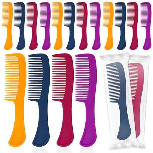 Combs Bulk Individually Wrapped Pocket Travel Hair Combs for Women, Men and Kids, Bulk Comb for Homeless Hotel Shelter Home Charity(purple, raspberry, yellow, blue, Pack of 60)