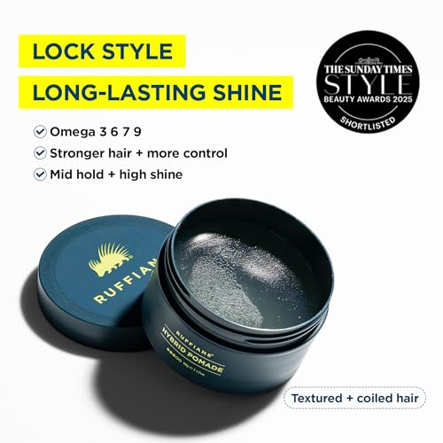 Ruffians Hybrid Pomade for Textured Hair, Mid Hold High Shine