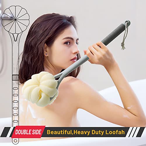 Shower Body Brush with Loofah - 14" Back Scrubber for Exfoliating