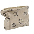 Corduroy Cosmetic Bag with Smile Dots Design - Makeup Organizer