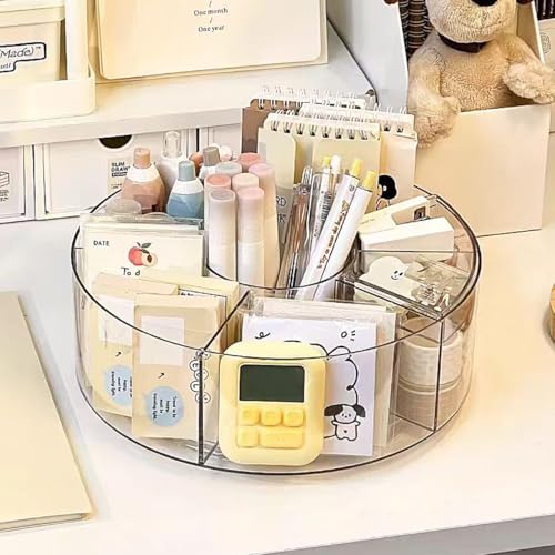 360¡Æ Rotating Makeup Organizer, 10" Clear Turntable Lazy Susan Organizer for Vanity, Bathroom Counter, Cabinet, Spinning Cosmetic Storage Holder with 6 Dividers for Skincare, Makeup Brushes, Lipsticks